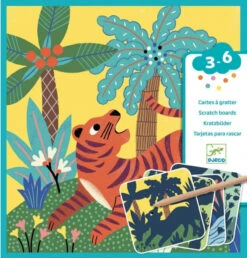 Nieuwe uitgaven 5 DJECO Krasfolie Kaarten Grote Dieren 3 Jr+