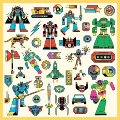 DJECO Stickers Robots Metallic 4 Jr+ -Beste Speelgoed Winkel DJECOstickersRobotsmetallicDJ09276d