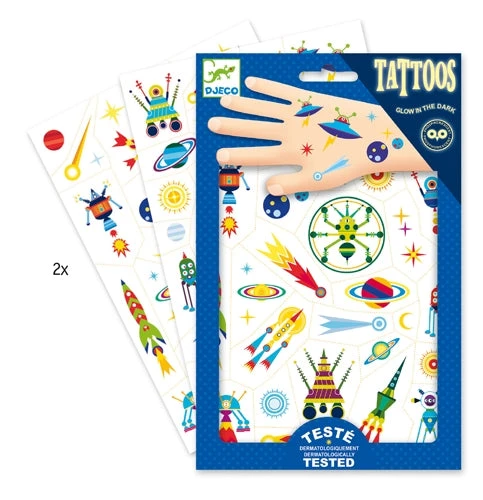 DJECO Glow In The Dark Tattoo's Space Oddity 4 DJECO Glow In The Dark Tattoo's Space Oddity - Afbeelding 2