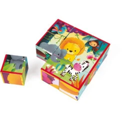 JANOD Blokpuzzel Jungledieren 2 Jr+ / 9 Stks -Beste Speelgoed Winkel janod blokpuzzel jungle dieren 112732 b