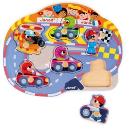 JANOD Knoppuzzel Racing 18 Mnd+ -Beste Speelgoed Winkel janod puzzel racing 117100
