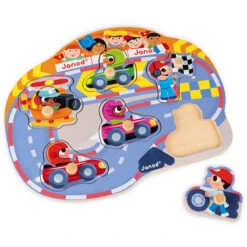 JANOD Knoppuzzel Racing 18 Mnd+ -Beste Speelgoed Winkel janod puzzel racing 117100 c 1