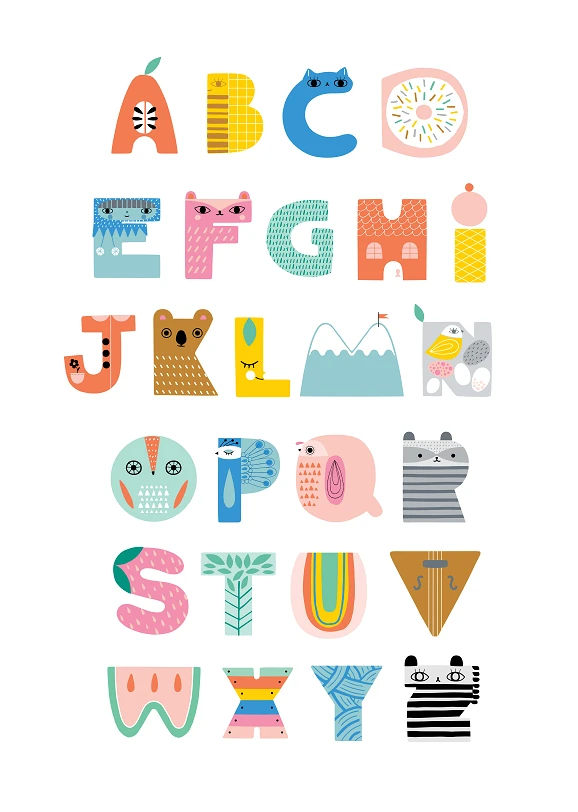 Petit Monkey Alfabet Poster Suzy's ABC 29,7 X 42 Cm 4 Petit Monkey Alfabet Poster Suzy's ABC 29,7 X 42 Cm - Afbeelding 2