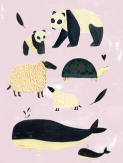 Petit Monkey Poster B&W Animals Pink 50 X 70 Cm